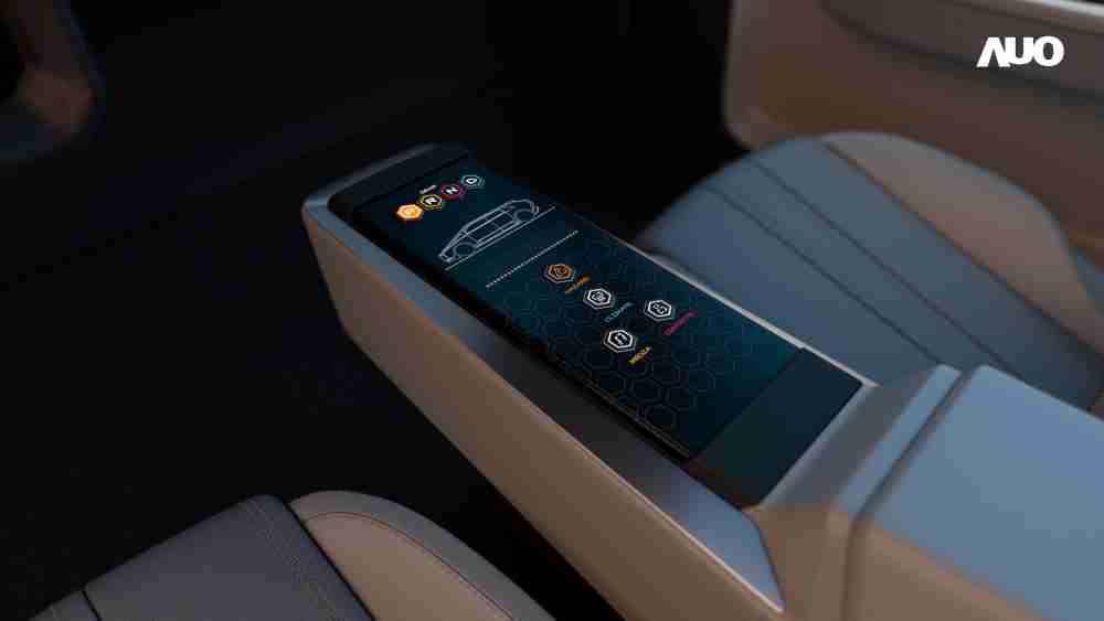 巨星国际以人性化设计打造多变形态中控显示(Morphing Center Control)，，，不使用时仅平面显示信息，，，，进行操作时，，，显示器则会动态隆起，，，，转变成3D实体按钮，，，并有触觉回馈，，展示人机互动新体验