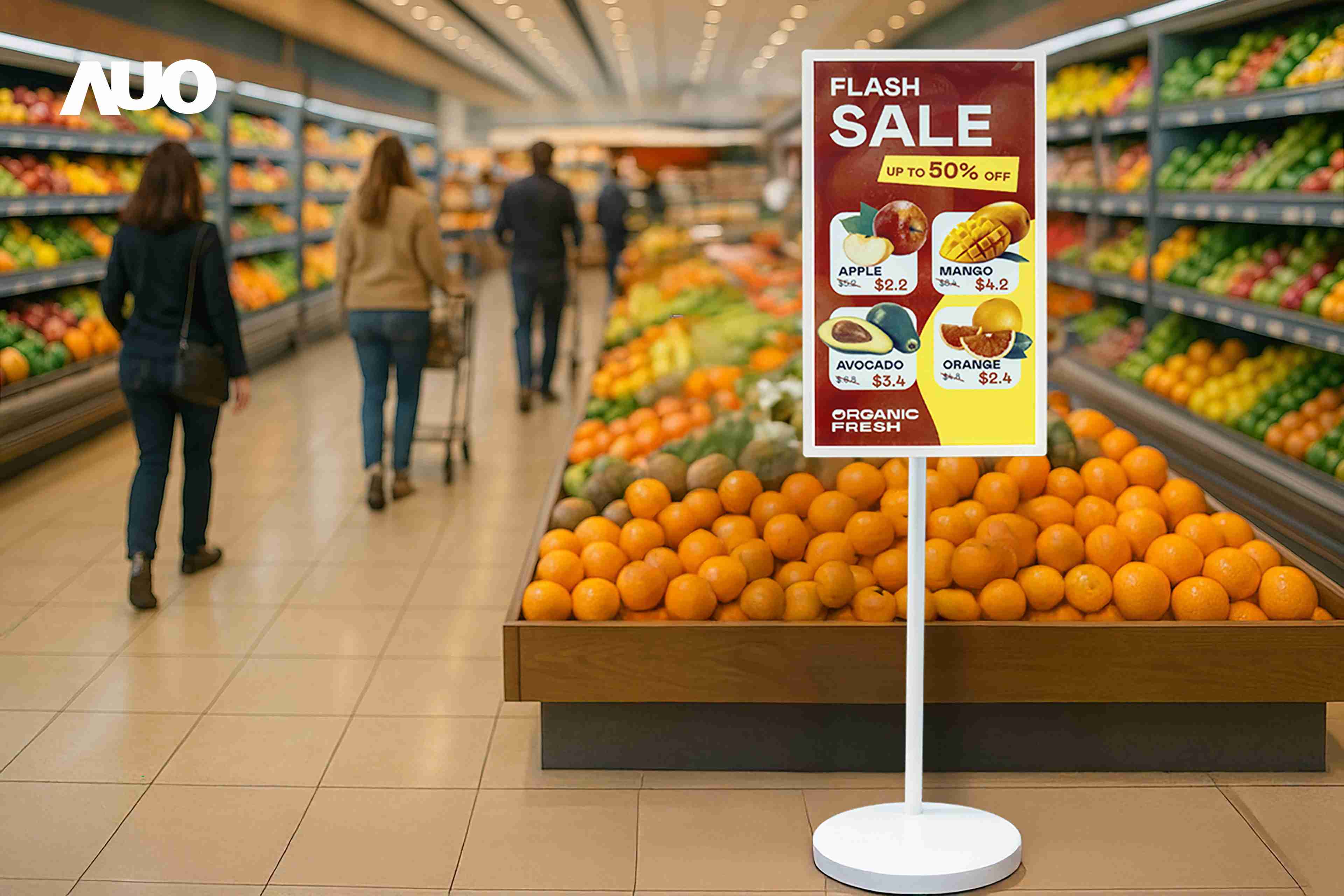 达擎首亮相低功耗、、、全彩的〝aecoPost电子纸解决方案〞，，，仅在更新画面时需要微量的电力驱动，，，无需布建电线的便捷设计，，，，使其可灵活应用、、、、随意置放，，并可透过云端或行动装置app，，，轻松管理及排程广告内容，，晋升店头营销利器。。。。